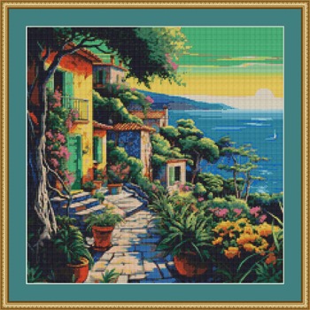 Garden Terrace Cross Stitch Pattern