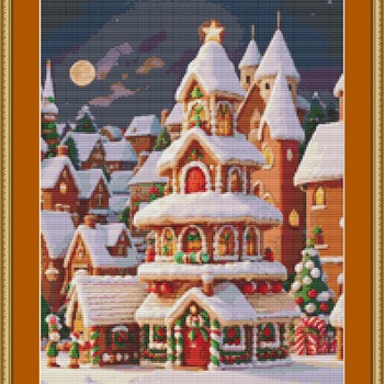 Gingerbread Village Cross Stitch Pattern