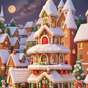 Gingerbread Village Cross Stitch Pattern