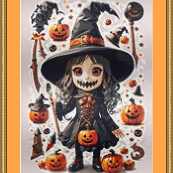 Girl Witch Cross Stitch Pattern