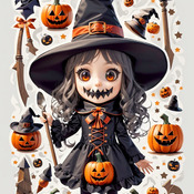 Girl Witch Cross Stitch Pattern