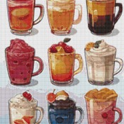 Glass Mugs Cross Stitch Pattern