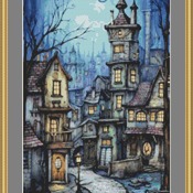 Gothic Houses Cross Stitch Pattern