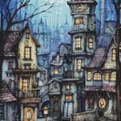 Gothic Houses Cross Stitch Pattern