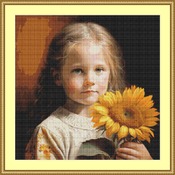 Holding A Sunflower Cross Stitch Pattern