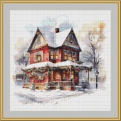 House At Christmas Cross Stitch Pattern