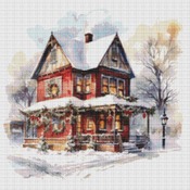 House At Christmas Cross Stitch Pattern