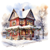 House At Christmas Cross Stitch Pattern