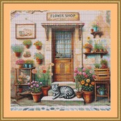 In Front Of The Flower Shop Cross Stitch Pattern