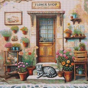 In Front Of The Flower Shop Cross Stitch Pattern