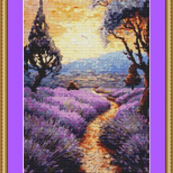 Lavender Mosaic Cross Stitch Pattern