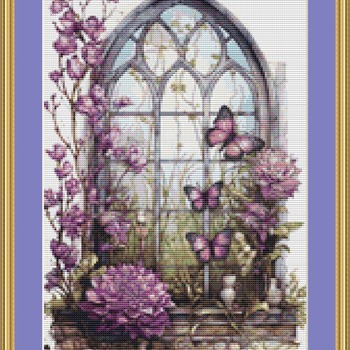 Lilac Window Cross Stitch Pattern