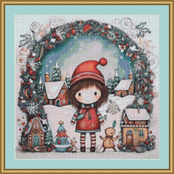 Little Girl's Christmas Cross Stitch Pattern