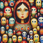 Matroyshka Dolls Cross Stitch Pattern