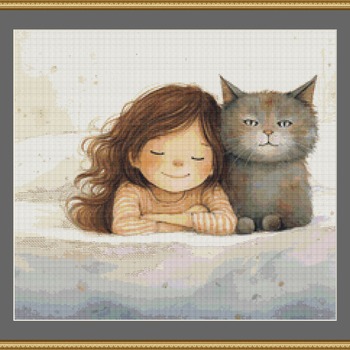 Me And My Cat Cross Stitch Pattern