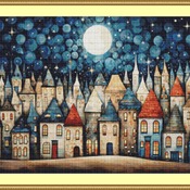 Moonlit Houses Cross Stitch Pattern