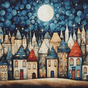 Moonlit Houses Cross Stitch Pattern