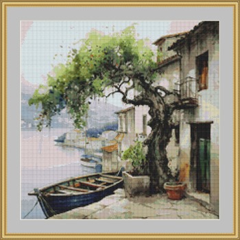 Moored Boat Cross Stitch Pattern