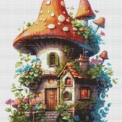 Mushroom House Cross Stitch Pattern