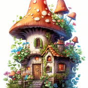 Mushroom House Cross Stitch Pattern