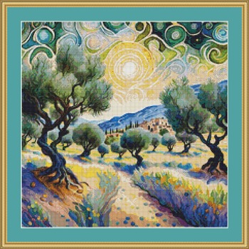 Olive Trees Cross Stitch Pattern