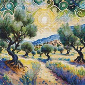 Olive Trees Cross Stitch Pattern