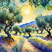 Olive Trees Cross Stitch Pattern