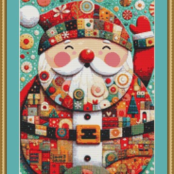 Patchwork Santa Cross Stitch Pattern