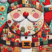 Patchwork Santa Cross Stitch Pattern