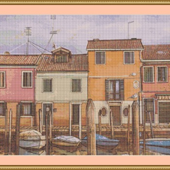 Port Houses Cross Stitch Pattern