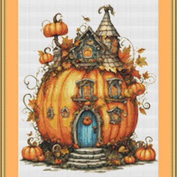 Pumpkin House Cross Stitch Pattern