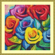 Rainbow Roses Cross Stitch Pattern