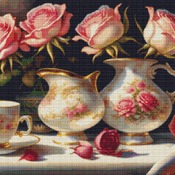 Rose Afternoon Tea Cross Stitch Pattern