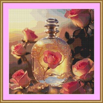 Rose In A Bottle Cross Stitch Pattern