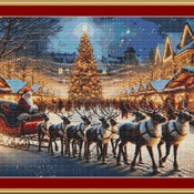 Santa At The Market Cross Stitch Pattern