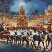 Santa At The Market Cross Stitch Pattern