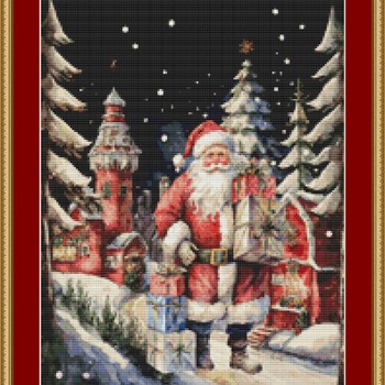 Santa's Christmas Village Cross Stitch Pattern