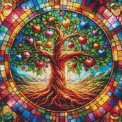 Stained Glass Apple Tree Cross Stitch Pattern