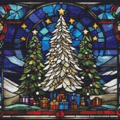 Stained Glass Christmas Trees Cross Stitch Pattern