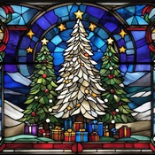 Stained Glass Christmas Trees Cross Stitch Pattern