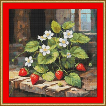 Strawberry Plant Cross Stitch Pattern