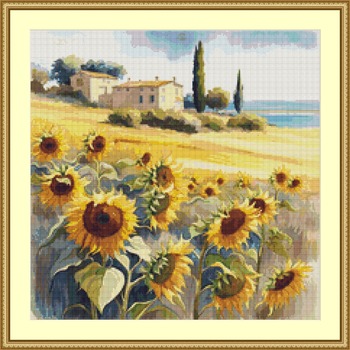 Sunflowers In A Field Cross Stitch Pattern