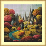 Whimsical Landscape Cross Stitch Pattern