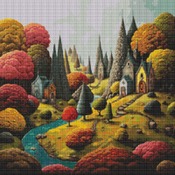 Whimsical Landscape Cross Stitch Pattern