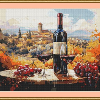 Wine Country Cross Stitch Pattern