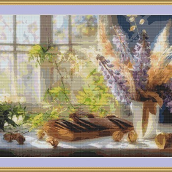 Wisteria Flowers Cross Stitch Pattern