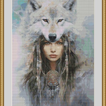 Wolf Girl Cross Stitch Pattern