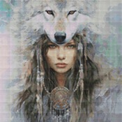 Wolf Girl Cross Stitch Pattern