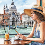 A Coffee In Venice Cross Stitch Pattern