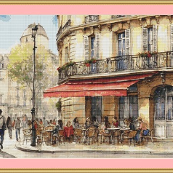 A Parisian Cafe Cross Stitch Pattern